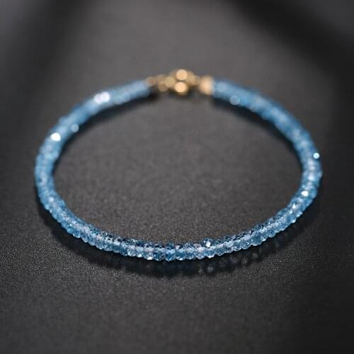 DAIMI Blue Topaz Bracelet Female Yellow 18K Gold Simple Color Jewelry For Girlfriend Gift