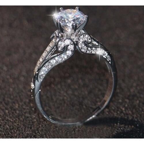 Brand New Luxury Jewelry 10KT White Gold Filled Clear 5A Cubic Zirconia CZ Party Office Women Wedding Engagement Band Ring Gift