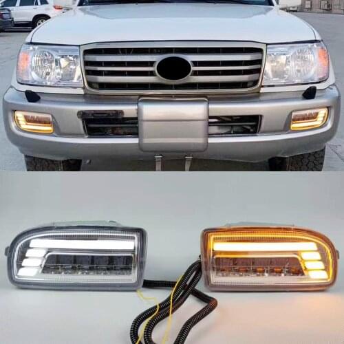 1Pair LED Fog Lights DRL Turn signal Driving Lamp fog light UZJ100 FZJ100 for TOYOTA LAND CRUISER 100 LC100 1998-2008