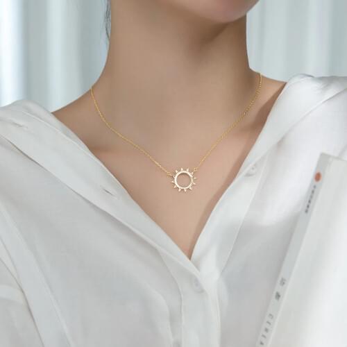 1pc Womens 100% real. Silver 925 Fine Jewelry Gold /White Sun Pendants Necklace Gift