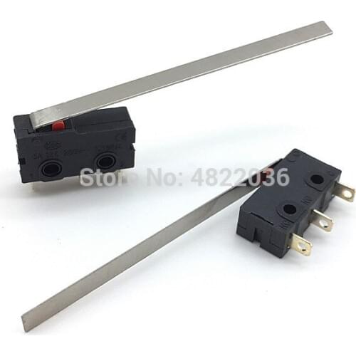 10pcs Limited Switch 3 Pin NO NC 5A 250VAC Micro Switch KW12-C With Straight Lever 55MM Length