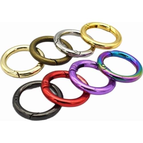 20mm Rainbow Round O Ring Gate Spring Snap Hook Gate O Ring Metal Snap Clasp Webbing Hook Bag Clasp Spring Buckle for Purse Bag