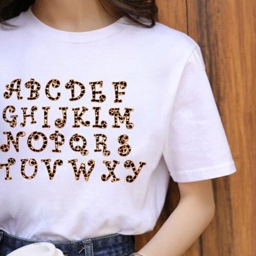2021 New Fashion Tshirt Leopard print Letters printed Tshirt Ulzzang Harajuku Short Sleeve Female Hipster T-Shirt
