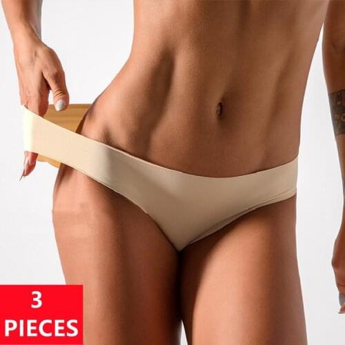 3Pcs/Set Sexy Low-Waist Womens Seamless Panties Ultra-Thin Underwear Womens Ruffles Briefs S-2xl Design Lingerie Underpants