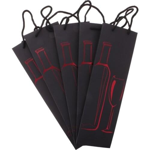 5pcs Wine Bottle Tote Bags Wedding Party Red Wine Champagne Handled Gift Bags