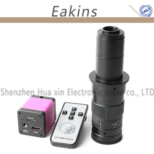 720p HDMI HD Industry Video Microscope Camera IR Remote Control TF Card Storage Picture+180X/300X Zoom C-Mount Lens