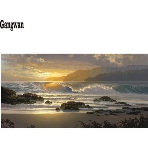 Sunset Beach Landscape mosaic diamond embroidery full square round drill Sea Wave Seascape diamond painting Wall Picture decor