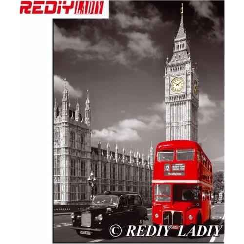 DIY Diamond Painting Red London Bus Decorative Picture of Rhinestone Mosaic Cross Stitch Diamond Pattern 5D Diamond Embroidery