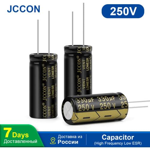 JCCON High Frequency Low ESR Aluminum Capacitor 250V 330UF 10Pcs DIY Electronic 18x40mm Supercapacitor