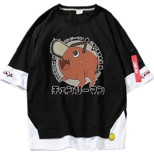 Anime Chainsaw Man Cosplay T-shirt Costume Makima Power Pochita Top Tee Short Sleeve Summer Top O-Neck Men Women