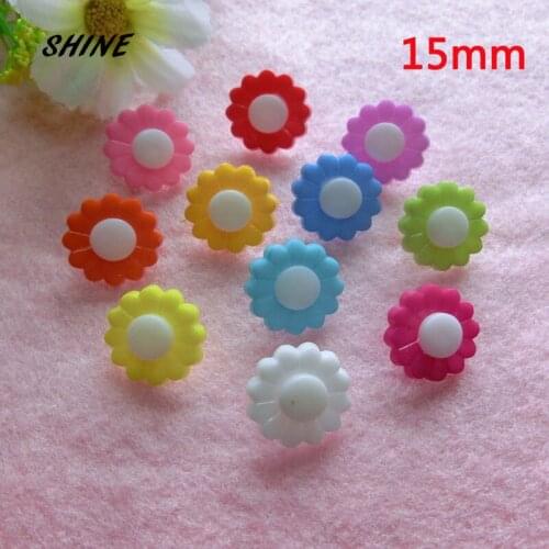 SHINE Plastic Sewing Buttons Scrapbooking Flower Mixed Single Hole Cartoon 15mm Dia. 50PCs Costura Botones bottoni botoes