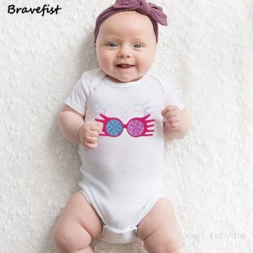 Colored Glasses Print Newborn Bodysuits Short Sleeve Summer Outfits Short Sleeve Infant Jumpsuits Boys Girls Clothes For Child