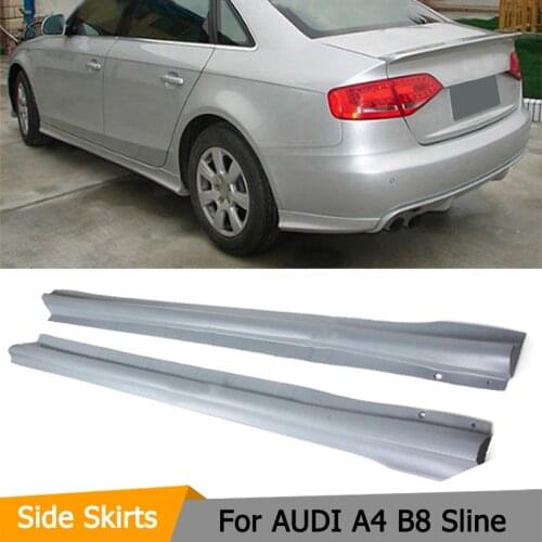 PU Side Skirts for AUDI A4 B8 S-line 2009-2012 Side Bumper Extension Lip Apron