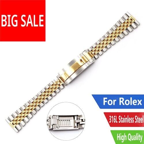 CARLYWET 20 22mm Silver Stainless Steel Wrist Watch band Bracelet Glide Lock Clasp For Rolex Omega Tudor Seiko Breitling Orient