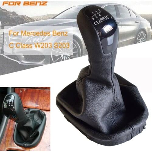 Car Gear Shift Knob Lever Knob For Mercedes-Benz C-Class W203 C32 AMG 2001-2007 Manual 5 6 Speed Leather Gaitor Boot Cover
