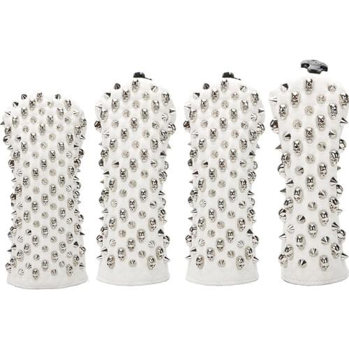 Golf Club #1 #3 #5 Golf Headcovers Skull Rivet Driver Fairway Woods putter cover PU Leather Head Covers Golf set Protector