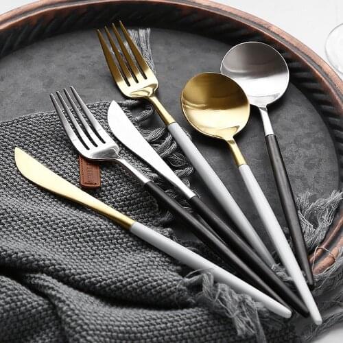 Hot Sale 4Pcs Black Cutlery Set Stainless Steel Dinnerware Steak Knife Fork Teaspoon Party Gift Kitchen Food Tableware Set