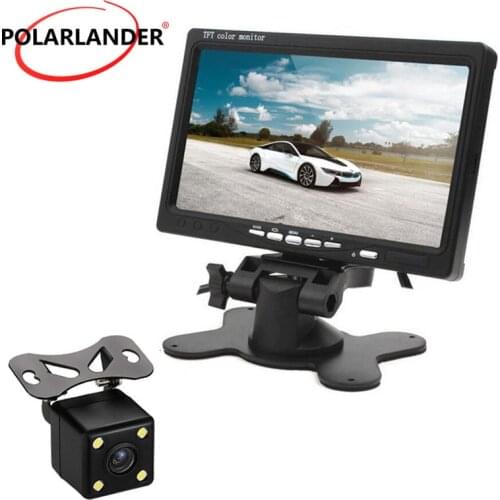 HD 7 Inch LCD Display Backup Reverse Radar Camera With LED Lights DVD VCR Color Screen Parking System Car Monitor Night Vision