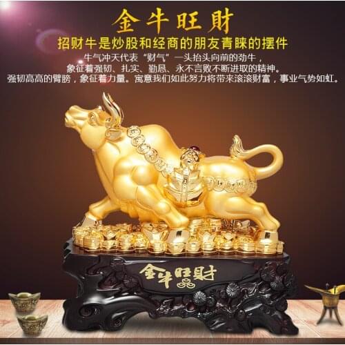 GOOD --Bring in wealth and treasure # office home shop Money Drawing Talisman # Fortune GOLDEN Bull Taurus FENG SHUI statue
