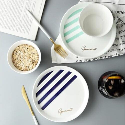 Ceramic Breakfast Plate And Bowl Set Dessert Fruit Snack Sugar Salad Plate Simple Rice Soup Bowl Beef Dishes
