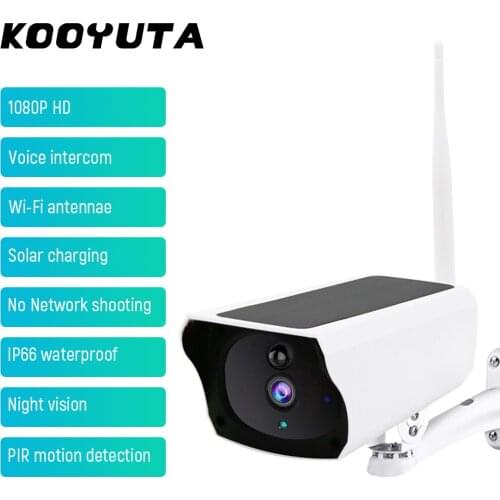 KOOYUTA1080P Solar wifi Camera Outdoor Charging Battery Wireless Security PIR Motion Detection Bullet Surveillance Camera