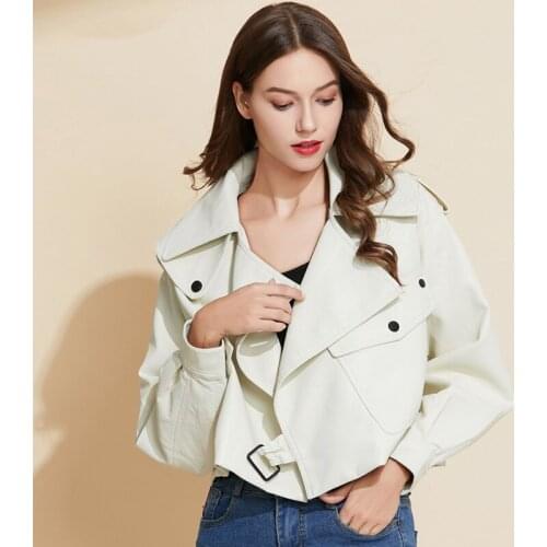 Spring Women Black Short Loose Pu Leather Jacket Motorcycle Soft Faux Leather Jacket Street Outerwear Autumn Ladies Biker Jacket