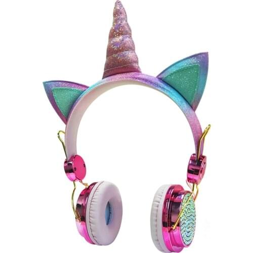 Cute Unicorn Wired Headphone With Microphone Girls Daugther Music Stereo Earphone Computer Mobile Phone Gamer Headset Kids Gift