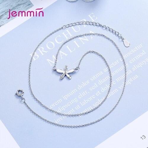 Cute 925 Sterling Silver Flower Statement Necklace For Women Girls CZ Crystal Fashion Jewelry Valentines Day Gift Wholesale