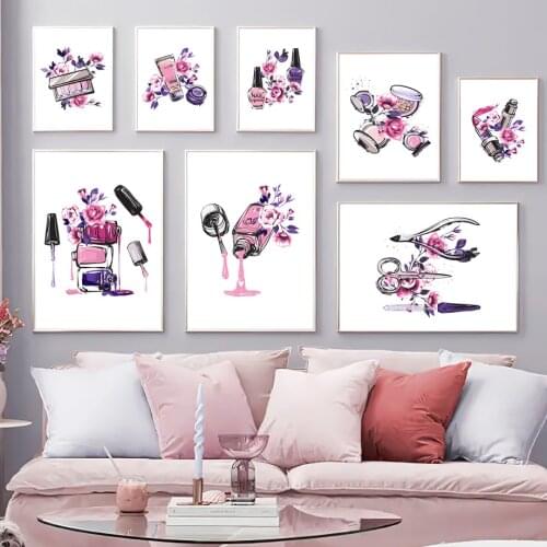 Fashion Girl Nail Wall Art Prints Beauty Salon Makeup Gallery Canvas Painting Nordic Poster Wall Pictures For Living Room Decor