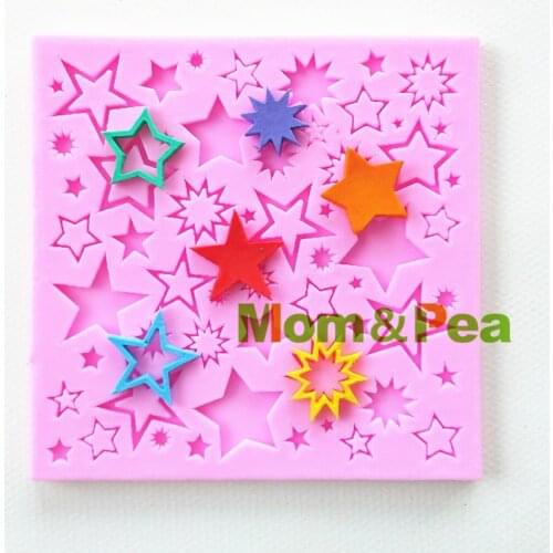 Mom&Pea 0759 Free Shipping Stars Shaped Silicone Mold Cake Decoration Fondant Cake 3D Mold Food Grade
