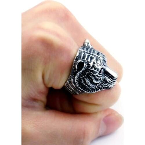 New Retro Fashion Trendy Domineering Personality Tiger Head Rings for Men Luxury Gothic Punk Jewelry for Women Wholesale Bulk