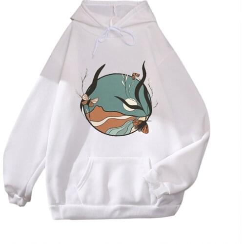 2021 Autumn Harajuku Sweatshirts Ladies Girls Casual Cartoon Print Hooded Pullover Kawaii Fleece Long Sleeve Tops Pocket Кофта