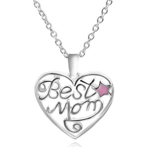 LOVE MOM Letter Pendant Necklace Heart Shape Luminous Necklace Womens Day Mothers Day Gift For Women Mom