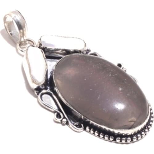 Genuine Agate + Biwa Pearl Pendant Silver Overlay over Copper , Hand made Women Jewelry gift, P8413
