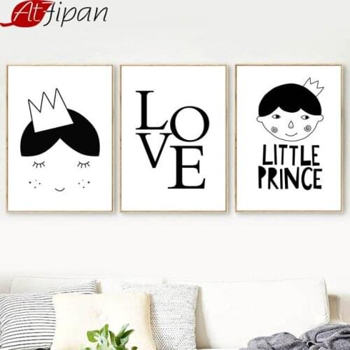 Atfipan Nordic Style Child Quotes Posters And Prints Unframed Canvas Painting Wall Art Black White Poster Kids Room Decoration