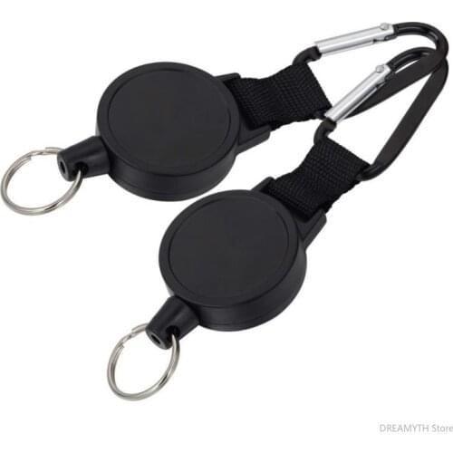 Durable Stainless Steel Wire Rope Retractable Pull Chain Reel ID Card Badge Holder Reel Recoil Belt Clip Whit Buckle