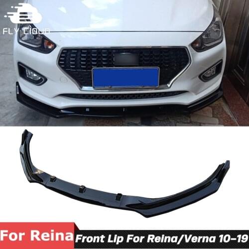 3 PCS Splitters ABS Material Carbon Black Car Trim Front Shovel Chin Bumper Lip For Hyundai Verna Reina 2010-2019