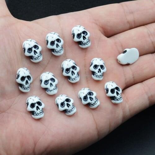 BOLIAO 10Pcs 12*16mm Skull Resin Scrapbook Clothes/Bags/Hats Decoration Craft DIY