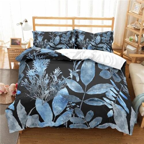 Luxury 3D Leaves Print 2/3Pcs Kids Bedding Sets Comfortable Duvet Cover Pillowcase Home Textile Queen and King EU/US/AU Size