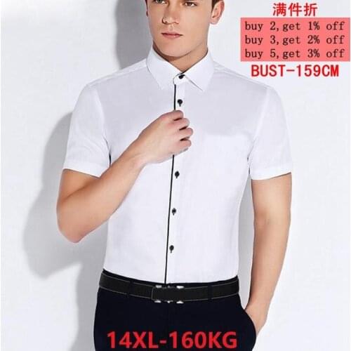 Large size 6XL 7XL 8XL 9XL Mens Formal Shirt Large Size 10XL 11XL 12XL 13XL 14XL Short Sleeve Lapel Single Breasted White Blue