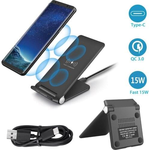 15 W Folded Wireless Charger Qi Smart Phone Charger Charging Pad ABS Body Multifunctional Protection Ultra Slim