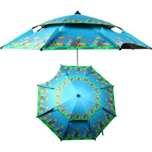 2.0 m 2.2 m 2.4 m Large Size Fishing Umbrella Foldable Double Layer Outdoor Rain-proof Beach Tent Anti-UV Sunshade Awning HW186