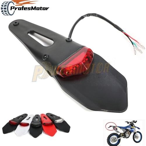 Universal Motorcycle Rear Fender With 12V LED Taillight Brake Lamp For HUSQVARNA SUZUKI TE250 DRZ40 TE300 RMZ250 RMZ450