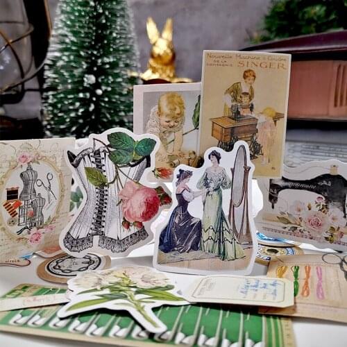 Panalisacraft Vintage Sewing Art Stickers Scrapbooking Decorative Journal Planner Sticker DIY Craft Photo Albums Card Make Deco