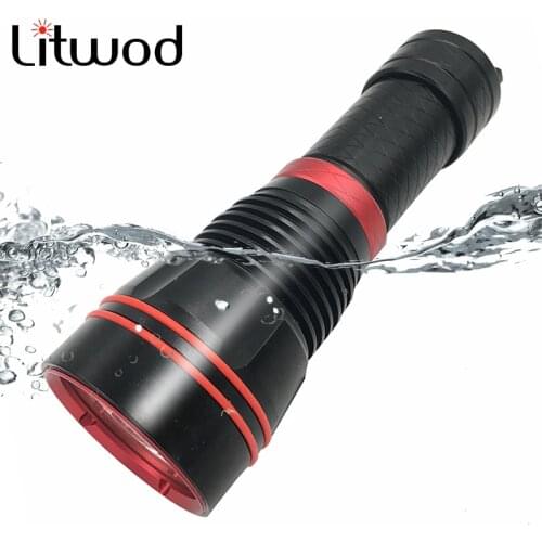 XM-L2 U3 Diving Flashlight Waterproof IPX8 15 Hours Shock Resistant Led Bulbs Underwater 80m Light Stepless Dimming Aluminum