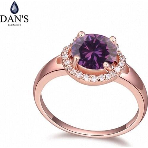 DANS Real Austrian Crystals Brand AAA Zirconia Micro Inlays Fashion Ring for women New Geometric 112635purple