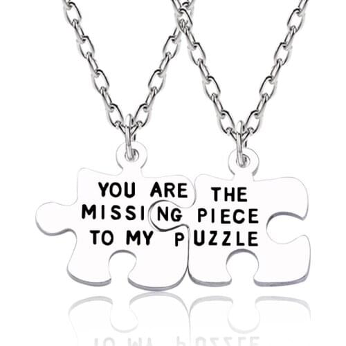 Good Friends 2 Pieces Series Womens Necklace Stitching Irregular Shape Carved Letter Gold Optional Fashion Jewelry Gift