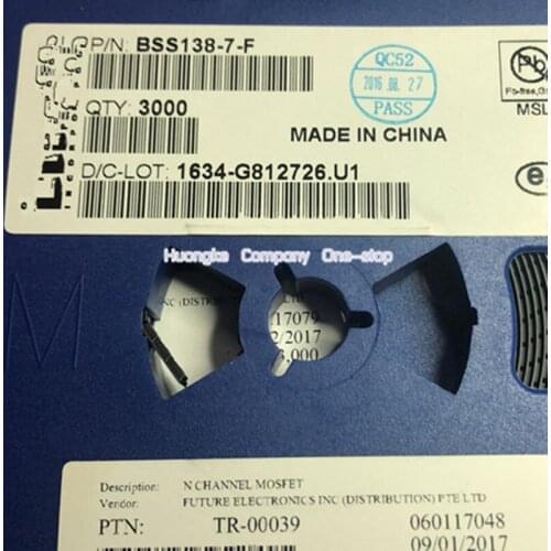 100Pcs/lot BSS138-7-F silk-screen 38 SOT-23 N-CHANNEL ENHANCEMENT MODE FIELD EFFECT TRANSISTOR in stock