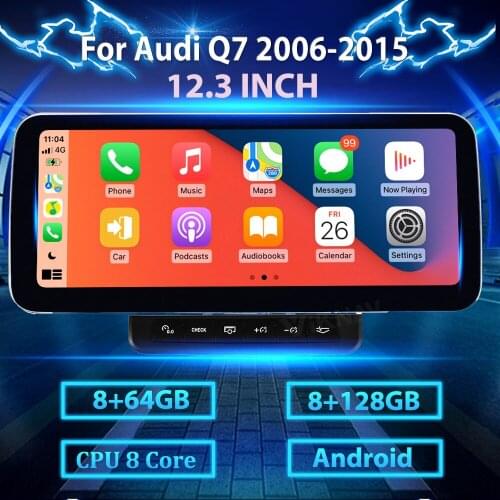 12.3 inch Android car radio GPS navigation DVD multimedia player For Audi Q7 2006-2015 auto audio stereo receiver
