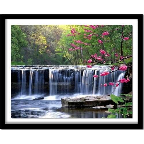 5D diamond painting landscape pattern paste Rhinestones diamond embroidery waterfall cross stitch round diamond picture